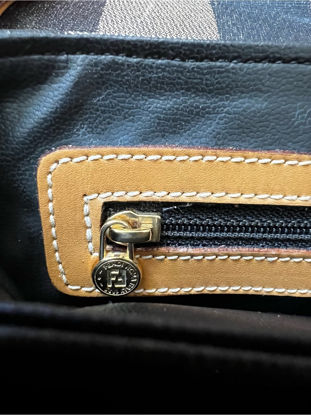 True Vintage Fendi Pequin Black and Brown Crossbody Bag - Picture 5 of 11